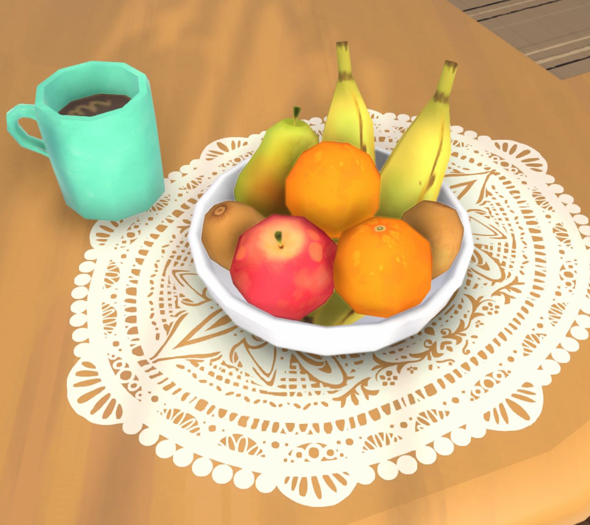 Um recipiente repleto de frutas diversas, com bananas, laranjas, maças e peras